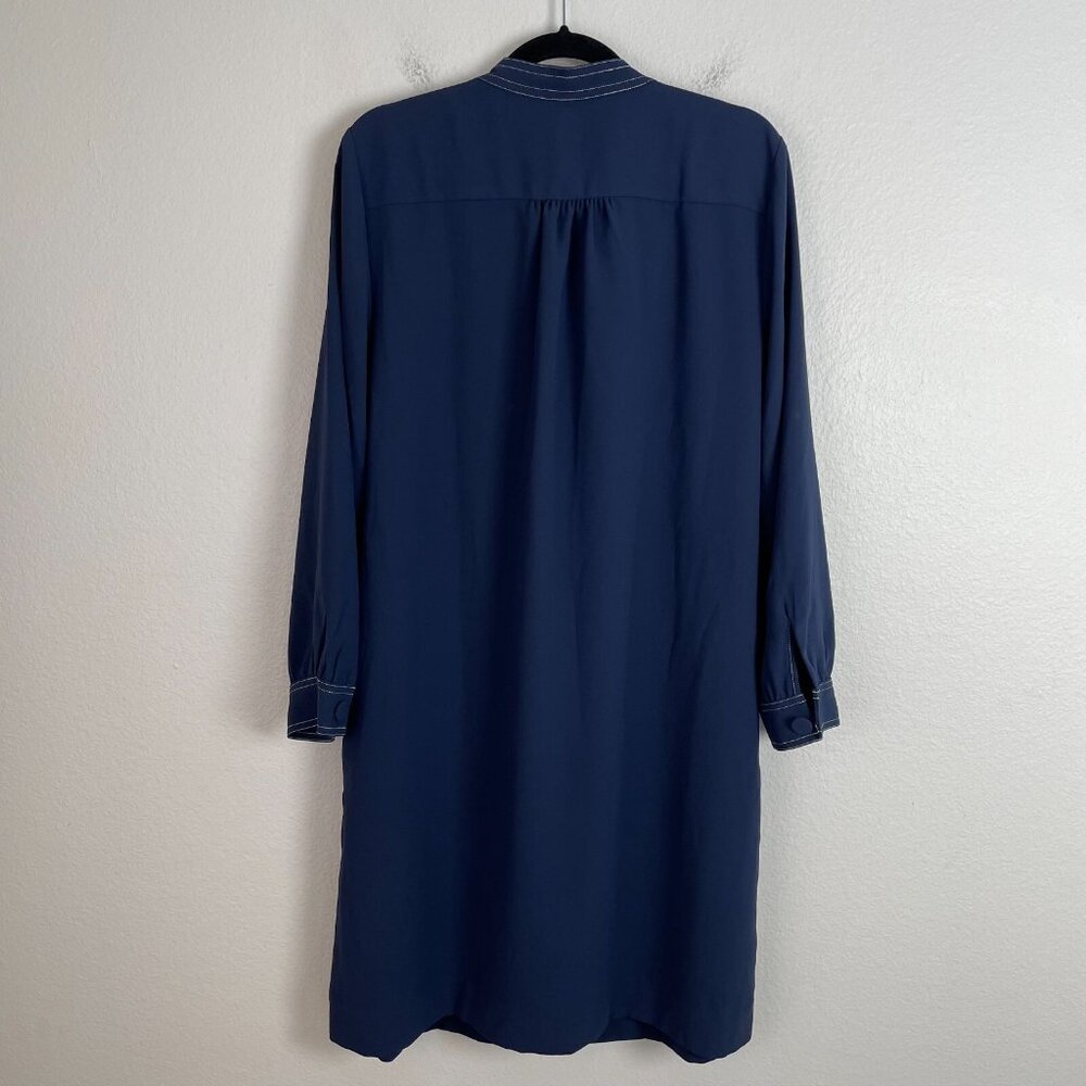 NEW J Crew Womens Plus 16 Navy Shift Dress With Necktie in 365 Crepe Long Sleeve - Picture 13 of 16